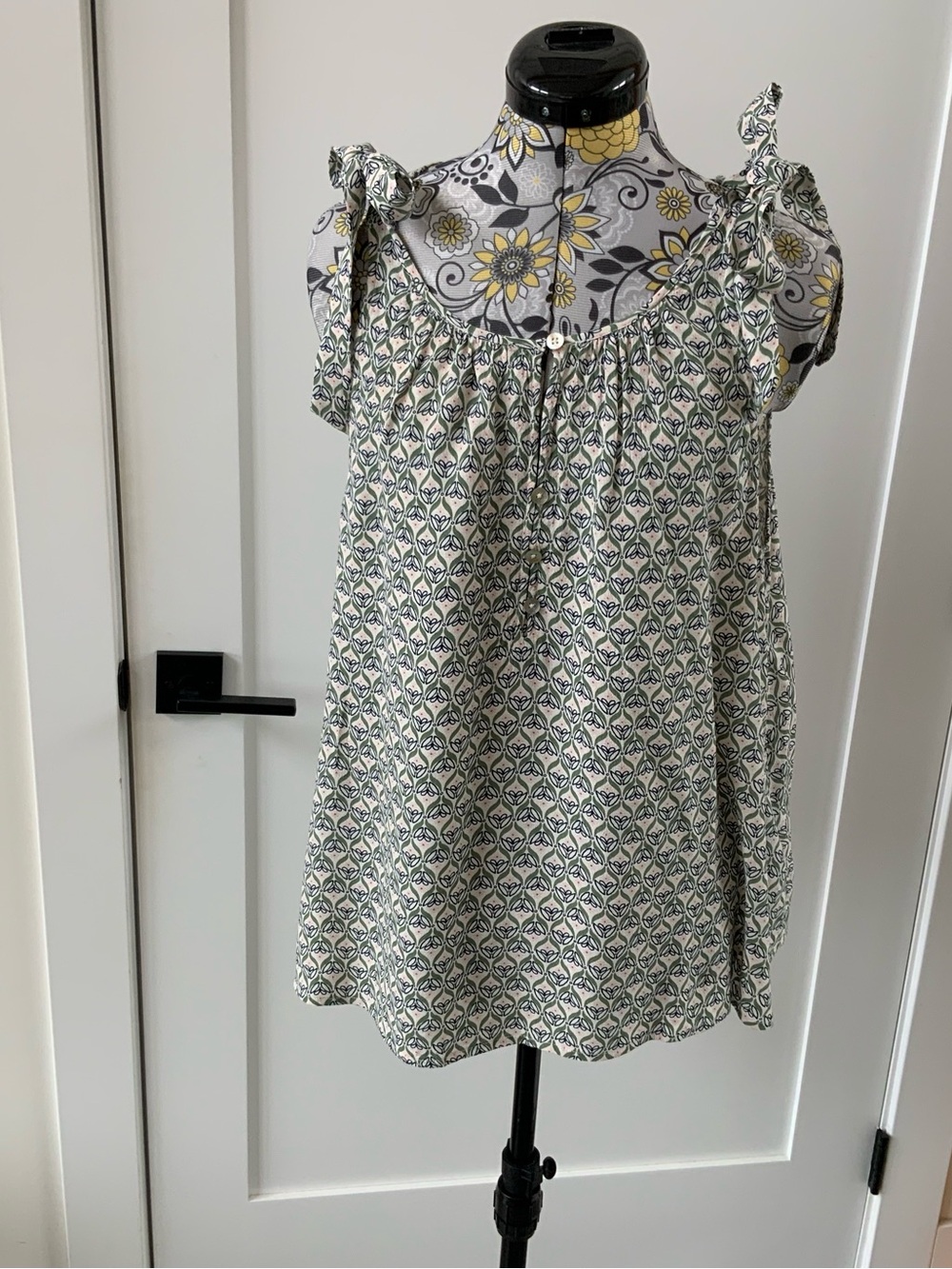 Marks & Spencer Green and White Printed Tie-Strap Camisole
